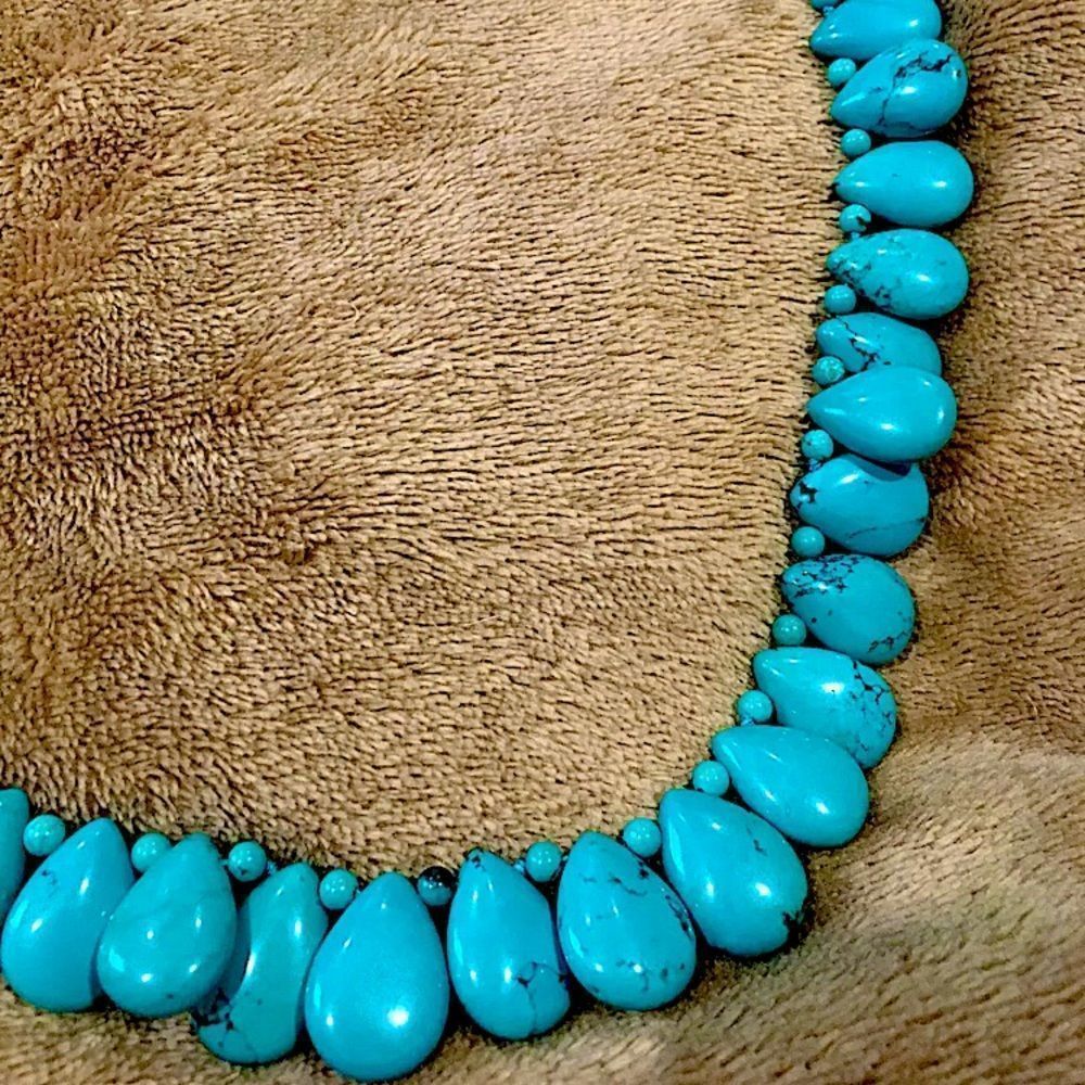 VINTAGE LUC Turquoise Bidirectional Sterling Silver Necklace - Picture 6 of 14